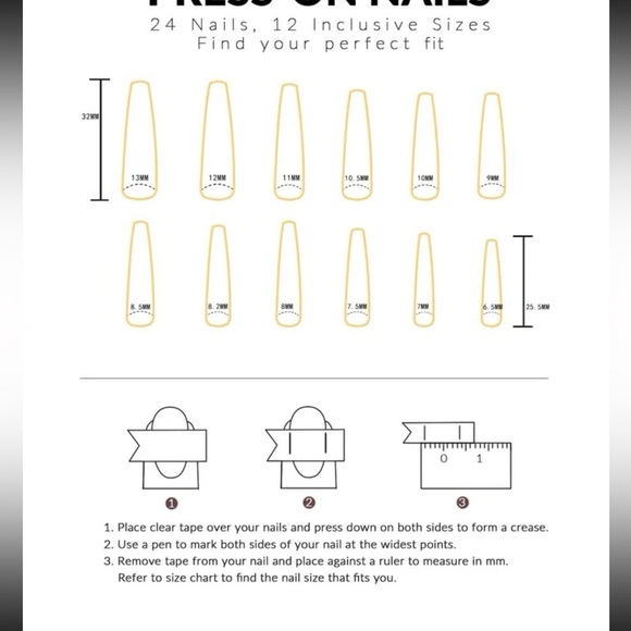 NIB 24 pcs Long Coffin Fake Nail & 1pc Nail File & 1 sheet Tape - Picture 4 of 9